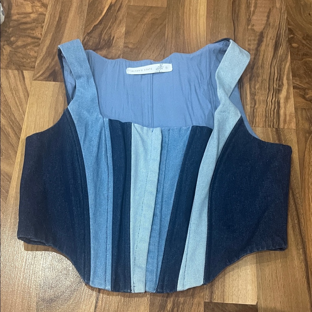 Altar'd State Multicolor Denim Crop Top